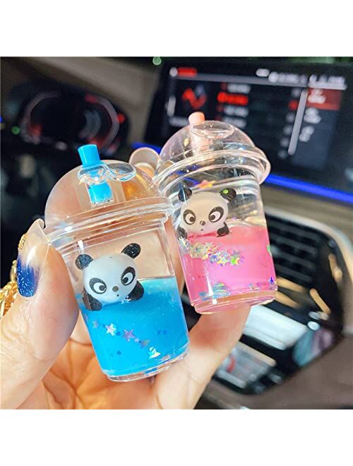 TOU-BEGUIN Cute panda Key Ring Decoration, Liquid Quicksand Floating Fox Handbag Accessories