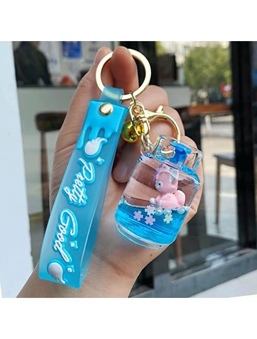 TOU-BEGUIN Bottle Key Ring Decoration, Liquid Quicksand Floating Fox Handbag Accessories