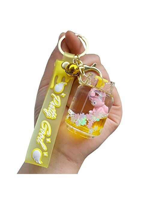 TOU-BEGUIN Bottle Key Ring Decoration, Liquid Quicksand Floating Fox Handbag Accessories