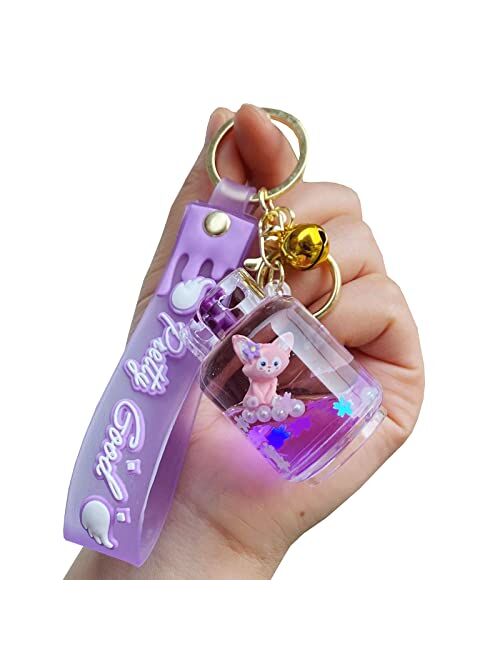 TOU-BEGUIN Bottle Key Ring Decoration, Liquid Quicksand Floating Fox Handbag Accessories