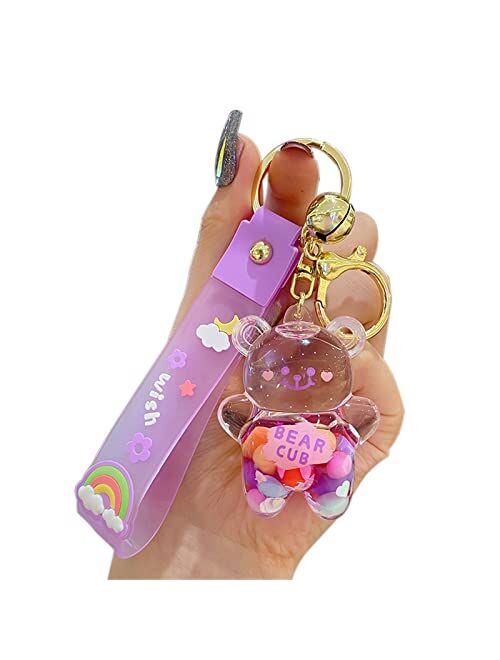 BEXOA Cute Liquid Keychain Christmas Gift - New Year Kawaii Keychains Floating Bear Backpack Charms Women Men Car Key Ring