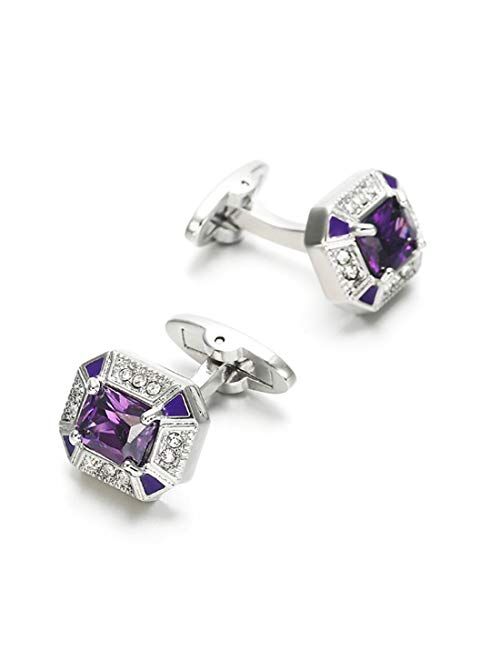 Uniqsum Hexagon Chic Crystal Cufflinks Crystal Gem stone Cuff links