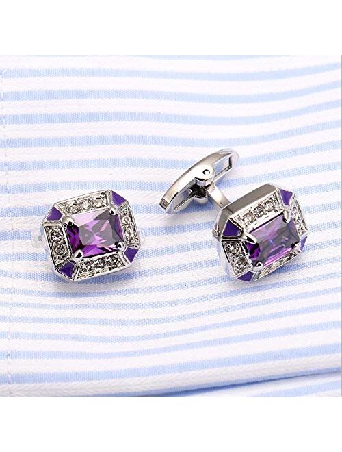 Uniqsum Hexagon Chic Crystal Cufflinks Crystal Gem stone Cuff links