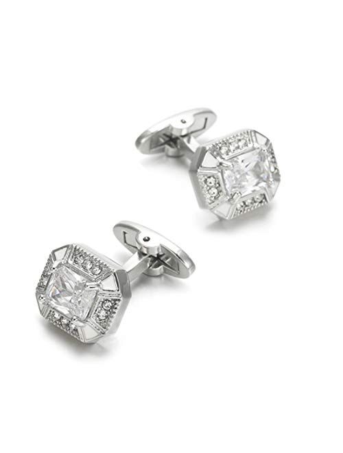 Uniqsum Hexagon Chic Crystal Cufflinks Crystal Gem stone Cuff links