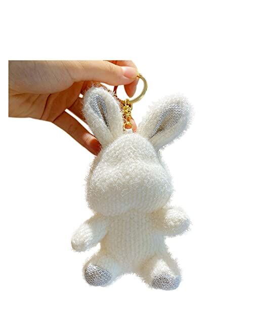 BEXOA Cute Keychain Christmas Gift - New Year Kawaii Plush Rabbit Keychains Boy Girl Backpack Charms Women Men Car Key Ring