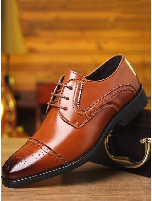 SEGORU Shoes Men Ombre Perforated Detail Lace-up Front Oxford Shoes