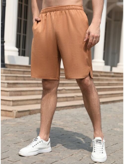 Men Solid Slant Pocket Shorts