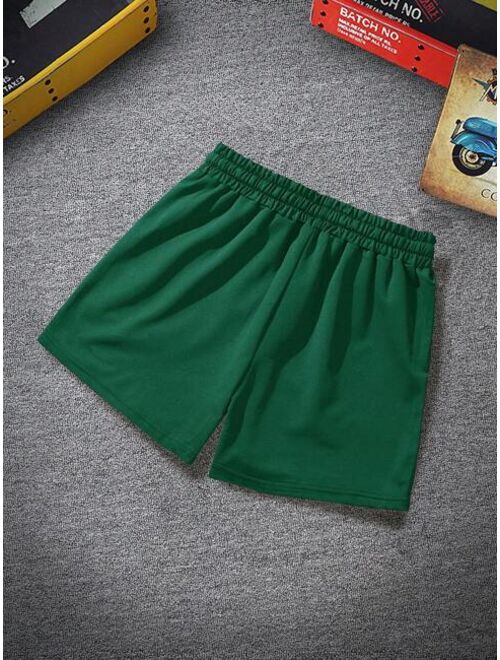 Men Striped Print Drawstring Waist Shorts