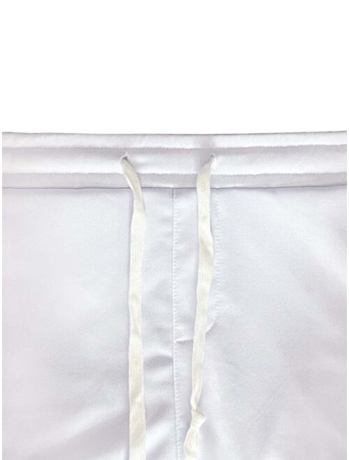 Men Patch Detail Drawstring Waist Shorts