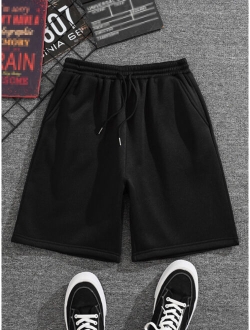 Men Drawstring Waist Slant Pocket Shorts