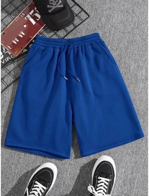 Men Drawstring Waist Slant Pocket Shorts