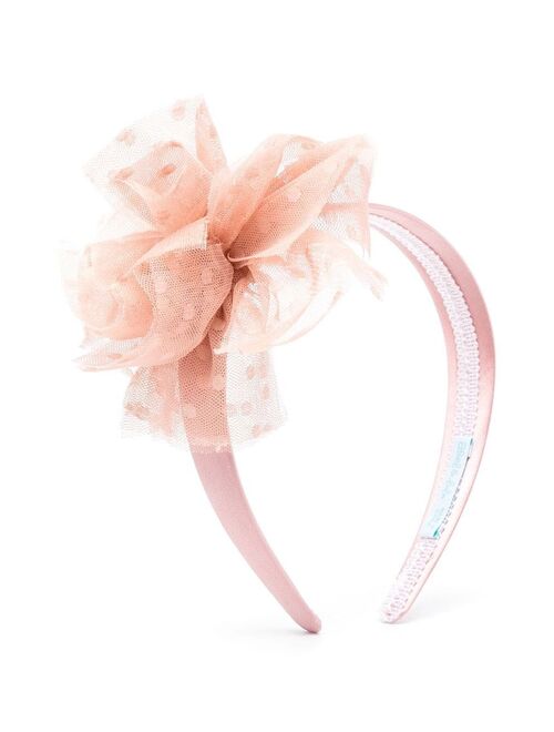 Abel & Lula polka-dot embroidered tulle flower headband