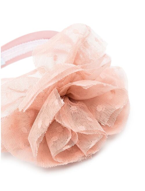 Abel & Lula polka-dot embroidered tulle flower headband