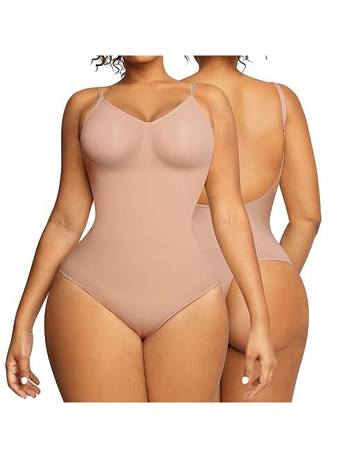 Popilush Full Body Shapewear Backless Seamless Bodysuit for Women Tummy Control Butt Lifter