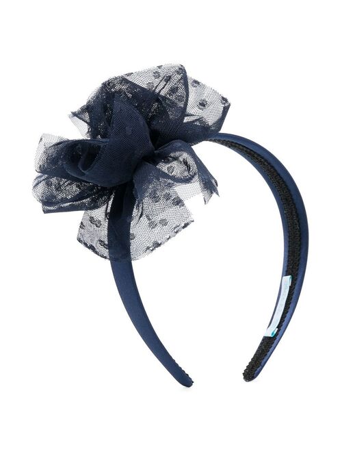 Abel & Lula polka-dot embroidered tulle flower headband