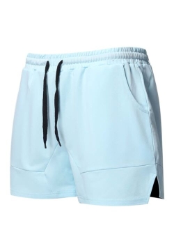 Men Drawstring Waist Split Hem Shorts