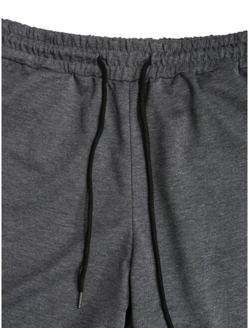 Men Solid Drawstring Waist Track Shorts