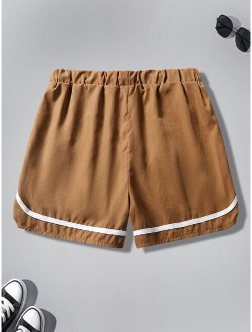 Men Letter Graphic Drawstring Waist Shorts