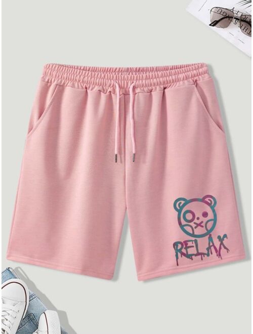 Men Cartoon Letter Graphic Shorts