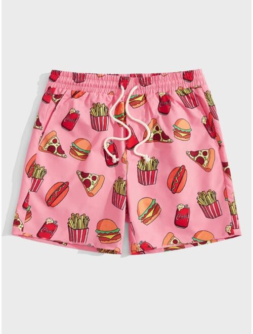 SHEIN Men Food Print Drawstring Waist Shorts