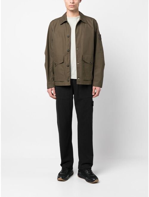 Stone Island logo-patch cotton jacket