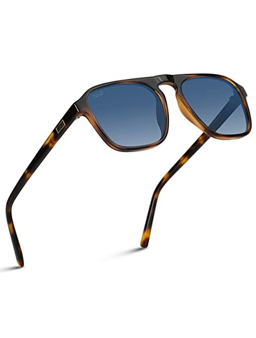 Wearme Pro WMP Eyewear - Modern One Bridge Square Men Retro Polarized Aviator Sunglasses