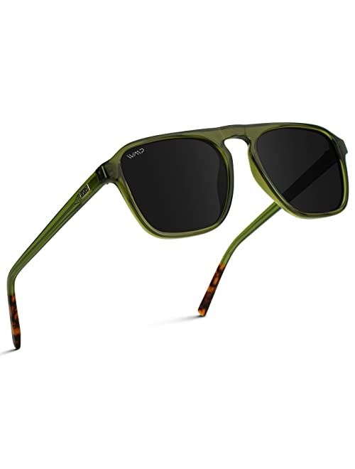 Wearme Pro WMP Eyewear - Modern One Bridge Square Men Retro Polarized Aviator Sunglasses