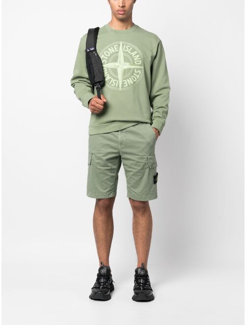 Stone Island Compass-motif logo-print cotton sweatshirt