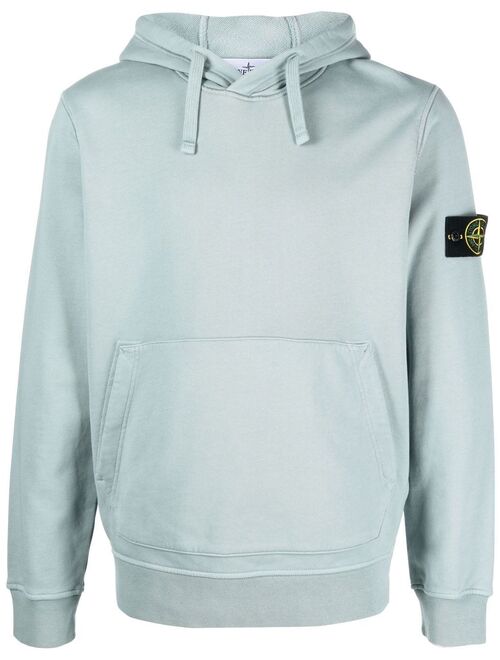 Stone Island logo-patch cotton hoodie