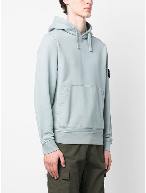 Stone Island logo-patch cotton hoodie