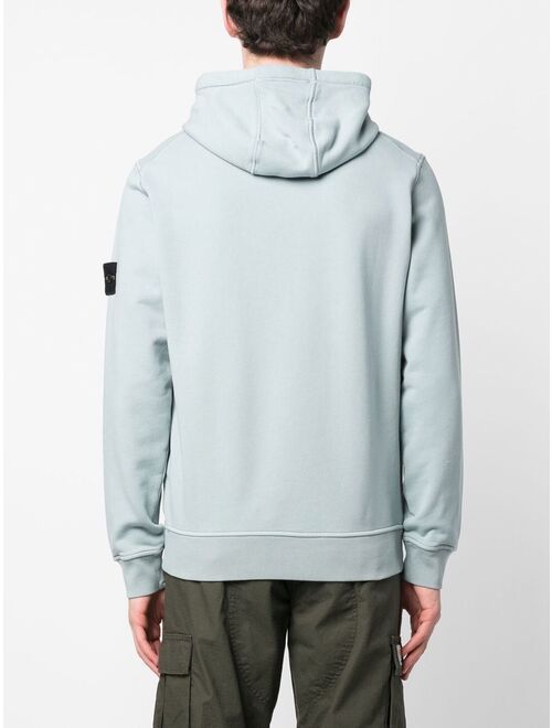 Stone Island logo-patch cotton hoodie