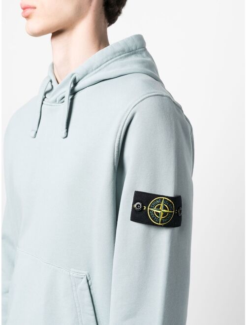 Stone Island logo-patch cotton hoodie