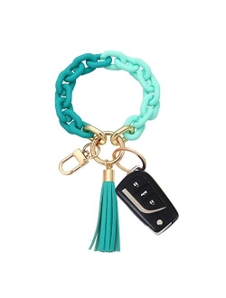 Mythdone Chunky Chain Link Wristlet Keychain Acrylic Bangle Key Ring Bracelet Key Chain Cute Boho Modern Car Keychain Holder