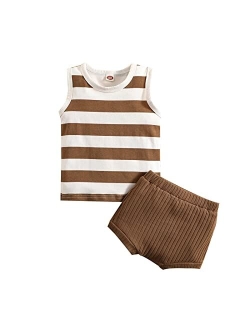 YINGISFITM Baby Boy Summer Outfits Striped Tank Top T-Shirt Elatic Waisteband Shorts Set/Long Pants 2pcs Fall Winter Outfits