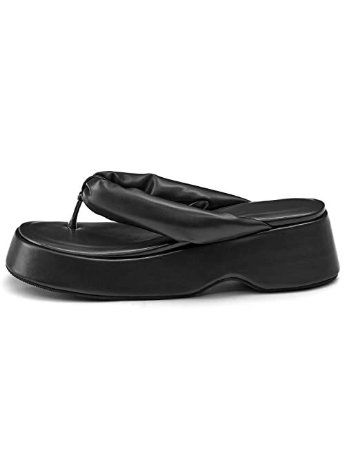 Lvemas Womens Platform Sandals Wedges SIides Open Toe Thong Flip-Flops Wedge Sandal