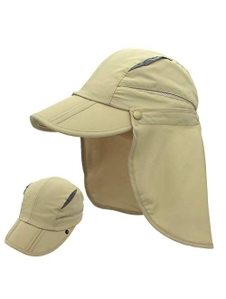 Home Prefer Boys UPF 50+ Sun Protection Cap Quick Dry Fishing Hat with Neck Flap