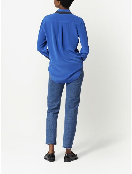 Equipment long-sleeve silk blouse