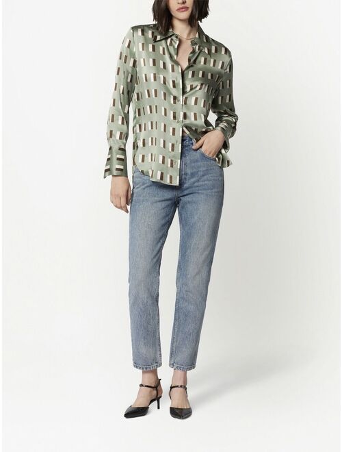 Equipment silk geometric-print shirt