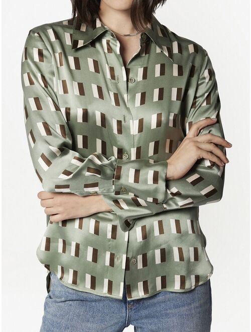 Equipment silk geometric-print shirt