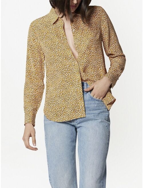 Equipment long-sleeve leopard silk shirt