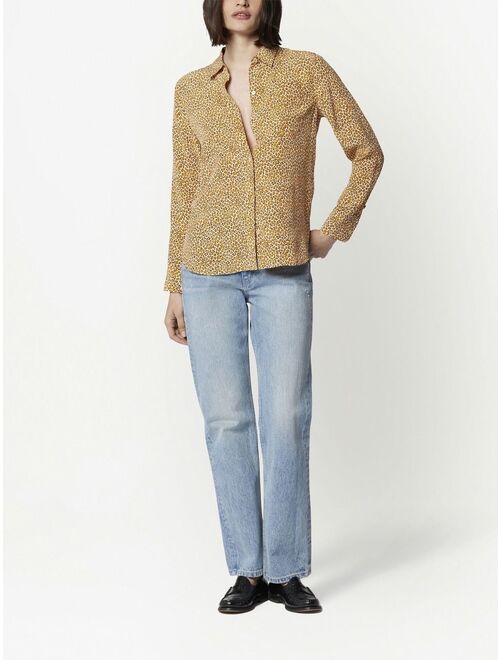 Equipment long-sleeve leopard silk shirt