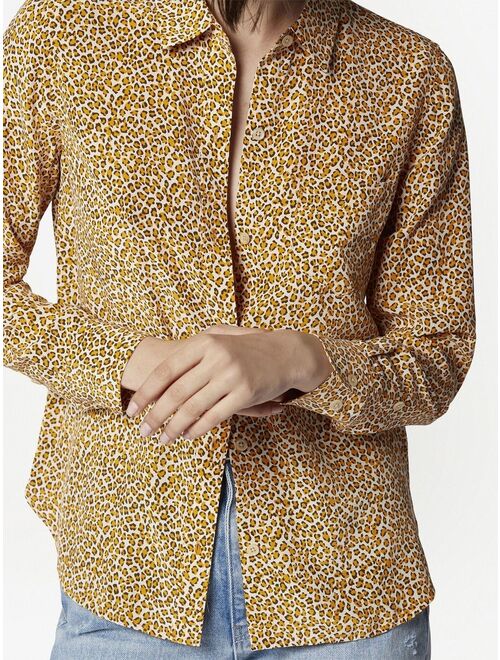 Equipment long-sleeve leopard silk shirt