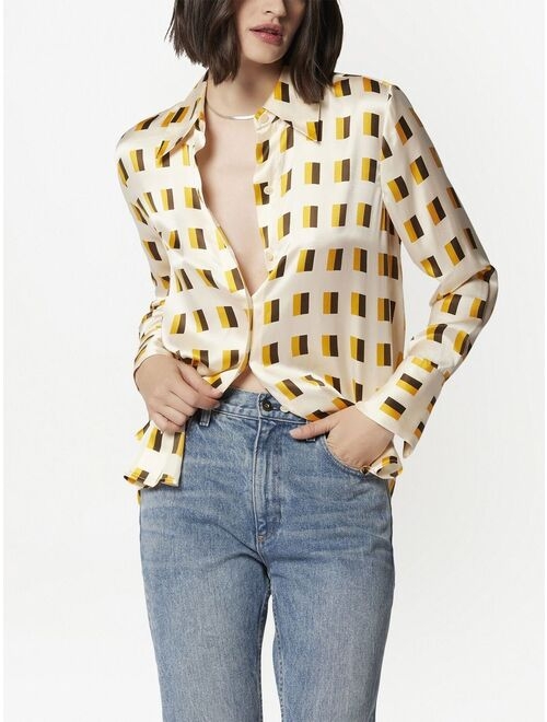 Equipment geometric-print silk shirt