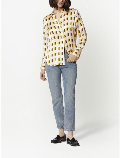 Equipment geometric-print silk shirt