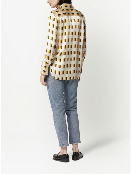 Equipment geometric-print silk shirt