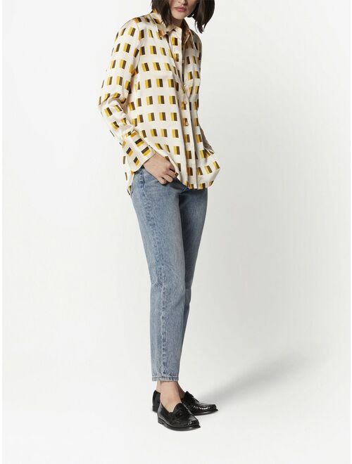 Equipment geometric-print silk shirt