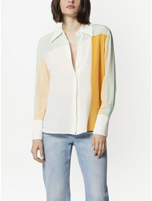 Equipment colour-blocked silk shirt