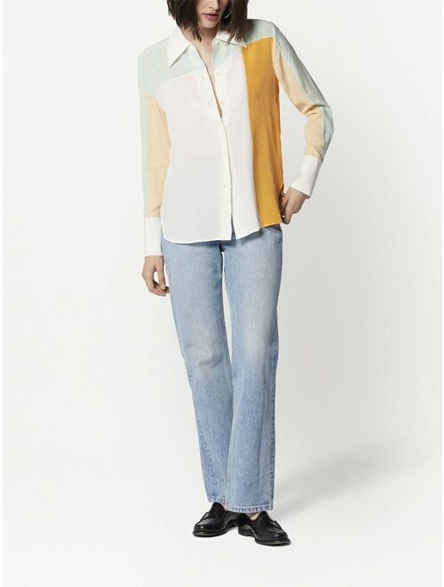 Equipment colour-blocked silk shirt