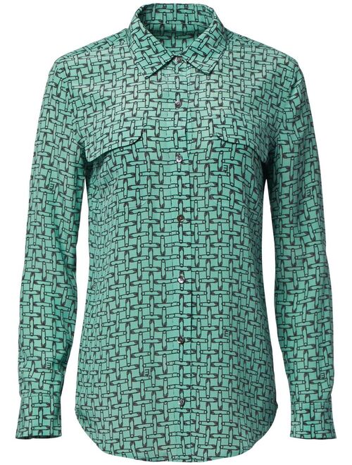 Equipment geometric pattern-print silk shirt