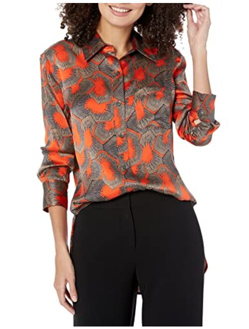 Equipment graphic-print silk shirt